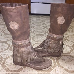 Tall faux leather boot sandals size 8